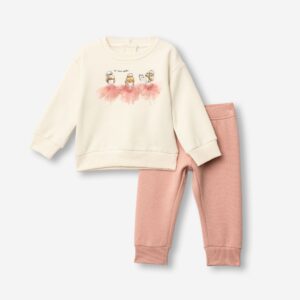Ch&aacute;ndal polar beb&eacute; ni&ntilde;a crema/rosa bailarinas tul