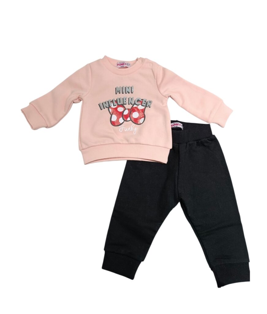 Ch&aacute;ndal polar beb&eacute; ni&ntilde;a rosa/negro Lazo Minnie