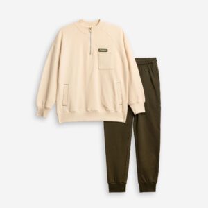 Ch&aacute;ndal polar ni&ntilde;o juvenil beige/khaki bolsillos