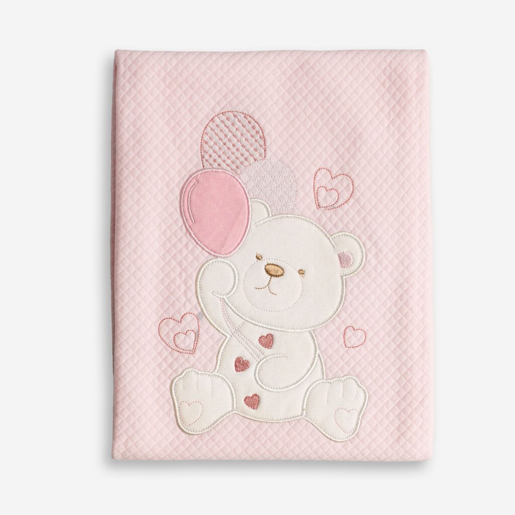 Manta Algod&oacute;n Beb&eacute; Reci&eacute;n Nacido Rosa Oso