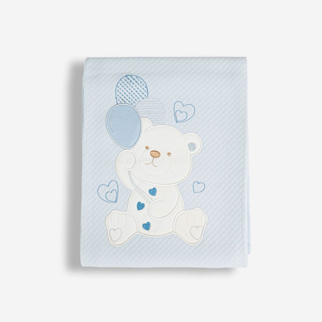 Manta Algod&oacute;n Beb&eacute; Reci&eacute;n Nacido Azul Oso