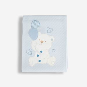 Manta Algod&oacute;n Beb&eacute; Reci&eacute;n Nacido Azul Oso