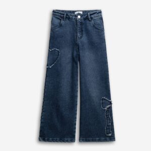 Pantal&oacute;n vaquero ancho juvenil Azul Medio Coraz&oacute;n/ Lazo