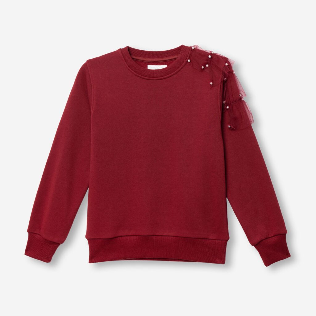 Sudadera juvenil chica Granate Tul Perlas