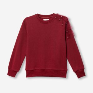 Sudadera juvenil chica Granate Tul Perlas