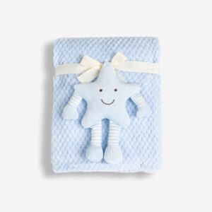 Manta Beb&eacute; Reci&eacute;n Nacido Azul Roto + Peluche Estrella
