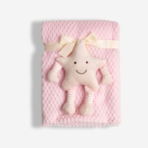 Manta Beb&eacute; Reci&eacute;n Nacido Rosa Roto + Peluche Estrella